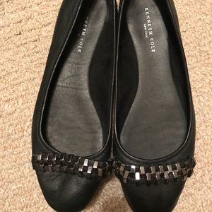Kenneth Cole black flats with silver detailing